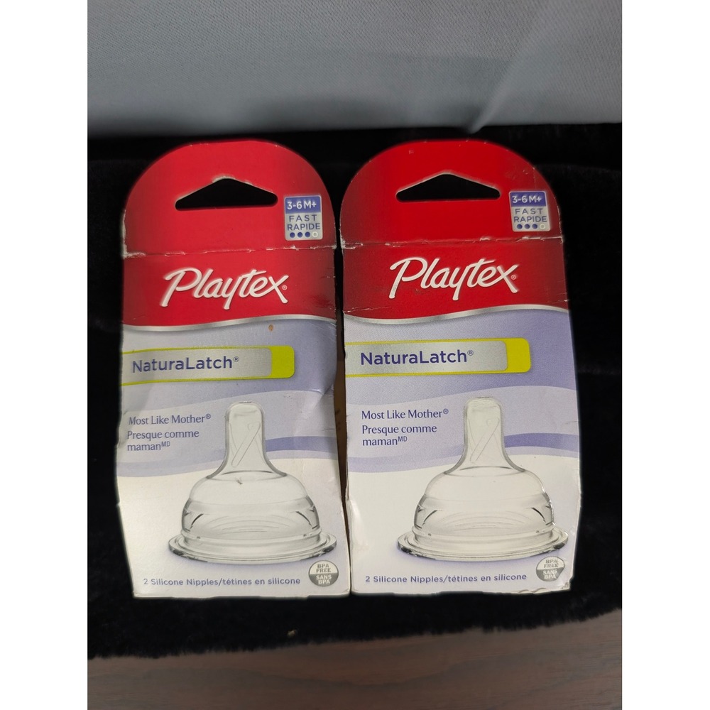 Playtex NaturalLatch Silicone Nipples Baby 3-6M+ Clear New